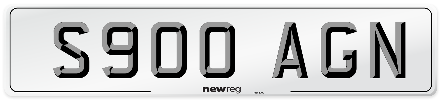 S900 AGN Number Plate from New Reg